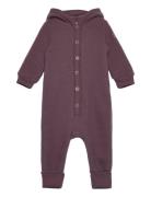 Wool Baby Suit W. Hood Outerwear Fleece Outerwear Fleece Suits Purple ...