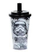 Shatterproof Double Walled Cup & Straw Home Meal Time Black Puckator