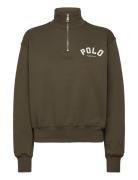 Logo Fleece Quarter-Zip Tops Sweatshirts & Hoodies Sweatshirts Khaki G...