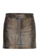 Mini-Skirt With Animal-Print Effect Skirts Short Skirts Beige Mango