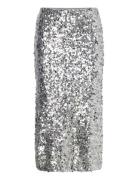 Sequin Midi Skirt Skirts Knee-length & Midi Skirts Silver Mango