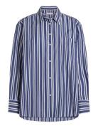 Ess Poplin Easy Fit Shirt Tops Shirts Long-sleeved Navy Tommy Hilfiger