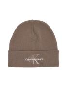 Mono Logo Embro Beanie Accessories Headwear Beanies Brown Calvin Klein