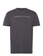 Tjm Reg Linear Logo Tee Ext Tops T-Kortærmet Skjorte Black Tommy Jeans