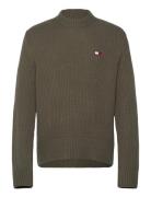 Tjm Reg Badge Textured Cneck Ext Tops Knitwear Round Necks Khaki Green...