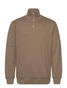 Jersey Half Zip Sweat Tops Knitwear Half Zip Jumpers Brown Lindbergh