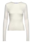 Fine Ribbed Knit Top Tops T-shirts & Tops Long-sleeved White Mango