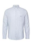 Reg Cotton Linen Stripe Shirt Tops Shirts Linen Shirts Blue GANT