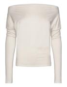 Drapy Long Sleeve Top Tops T-shirts & Tops Long-sleeved Cream Weekday