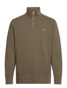 Texture Half-Zip Tops Sweatshirts & Hoodies Sweatshirts Khaki Green GA...