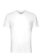 100% Cotton Slim-Fit V-Neck T-Shirt Tops T-Kortærmet Skjorte White Man...