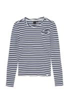 T-Shirt Ls Striped Tops T-shirts Long-sleeved T-Skjorte Blue Indian Bl...