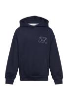 Printed Hoodie Tops Sweatshirts & Hoodies Hoodies Navy Mango