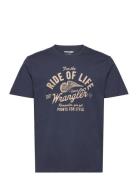 Americana Tee Tops T-Kortærmet Skjorte Navy Wrangler