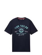 Logo Tee Tops T-Kortærmet Skjorte Navy Tom Tailor