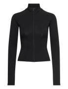 Soft Touch Zip Jacket Tops T-shirts & Tops Long-sleeved Black Gina Tri...