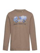 T-Shirt Ls Tops T-shirts Long-sleeved T-Skjorte Brown Minymo