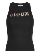 Varsity Calvin Klein Rib Tank Tops T-shirts & Tops Sleeveless Black Ca...