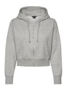 Cropped Zip Hoodie Tops Sweatshirts & Hoodies Hoodies Grey Monki