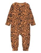 Basic Leopard Button Jumpsuit Tencel™ Langærmet Body Brown Mini Rodini