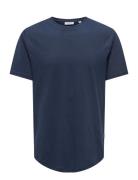 Onsmatt Longy Ss Tee Noos Tops T-Kortærmet Skjorte Navy ONLY & SONS