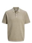 Jjegeorge Knit Polo Ss Sn Tops Polos Short-sleeved Beige Jack & J S