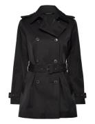 Double-Breasted Cotton-Blend Trench Coat Trenchcoat Frakke Black Laure...