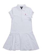 Stretch Mesh Polo Dress Kjole White Ralph Lauren Kids