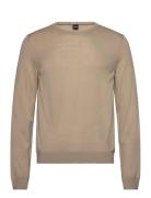 Leno-P Tops Knitwear Round Necks Beige BOSS