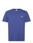 Reg Archive Shield Emb Ss T-Shirt Tops T-Kortærmet Skjorte Blue GANT