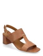 Sandals - Block Heels Sandal Med Hæl Brown ANGULUS