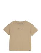 T-Shirt Structure Print Tops T-Kortærmet Skjorte Beige Daily 7