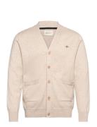 Classic Cotton V-Cardigan Tops Knitwear Cardigans Cream GANT