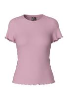 Pcnicca Ss O-Neck Top Jrs Noos Tops T-shirts & Tops Short-sleeved Pink...