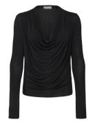 Drape Long Sleeve Top Tops T-shirts & Tops Long-sleeved Black Weekday