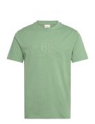 Reg Tonal Shield Ss T-Shirt Tops T-Kortærmet Skjorte Green GANT