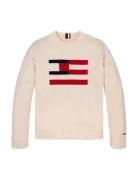 Flag Sweater Tops Knitwear Pullovers Cream Tommy Hilfiger