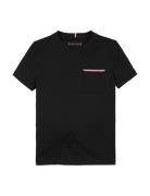 Pocket Tee S/S Tops T-Kortærmet Skjorte Black Tommy Hilfiger