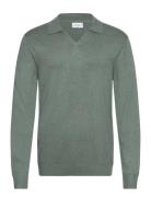 Ecovero L/S V-Neck Polo Tops Knitwear V-necks Green Lindbergh