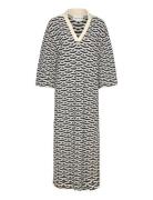 Tuva Structure Knitted Kaftan Designers Maxi Dress Navy Malina