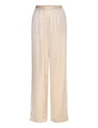 Ayla Satin Trousers Bottoms Trousers Straight Leg Cream Ahlvar Gallery