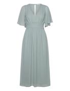 Butterfly Sleeve Midi Dress Knælang Kjole Blue Bubbleroom