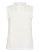 Crlivy Sleeveless T-Shirt Tops T-shirts & Tops Sleeveless White Cream