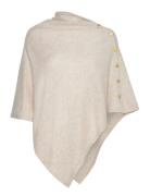 Poncho Gold Buttons Tops Knitwear Ponchos Beige Davida Cashmere