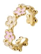 Calista Enamel Ring Ivory/Lt-Pink/Gold Ring Smykker Gold Bud To Rose