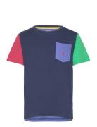 Color-Blocked Cotton Pocket Tee Tops T-Kortærmet Skjorte Blue Ralph La...