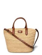 Woven Straw Medium Brie Tote Bag Bags Totes Beige Lauren Ralph Lauren