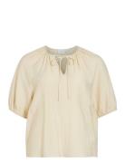 Viclo 2/4 V-Neck Top - Noos Tops Blouses Short-sleeved Cream Vila