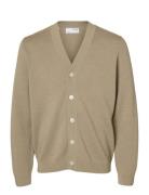 Slhtray Ls Knit Merino V-Neck Cardigan Tops Knitwear Cardigans Beige S...