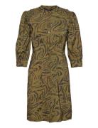 Printed Fitted Button-Through Dress Knælang Kjole Green Scotch & Soda